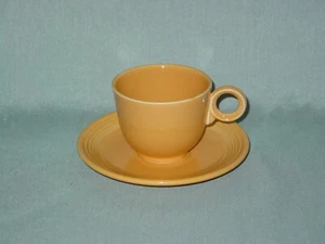 Vintage Fiesta Homer Laughlin Yellow Cup & Saucer With Ring Handle - Picture 1 of 4