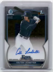 COLTON LEDBETTER 2023 Bowman Draft Chrome AUTO AUTOGRAPH PROSPECT RC Rays CDA-CL - Picture 1 of 2
