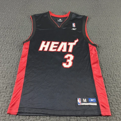 Dwyane Wade Miami Heat Jersey Mens Medium Black Reebok Basketball NBA Cover
