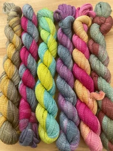 Hand Dyed, Variegated Pure Silk Tubular Ribbon Thread Selection - Picture 1 of 2