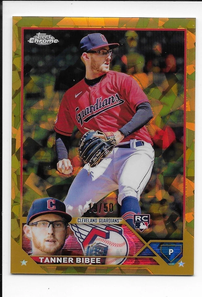 2024 Topps Chrome /50 TANNER BIBEE Sapphire Gold Refractor - Cleveland Guardians - Image 1 of 1