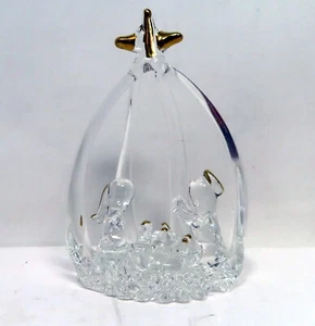 Vintage gesponnenes mundgeblasenes Glas Display KRIPPE Gold 2,25" Heilige Familie - Bild 1 von 4