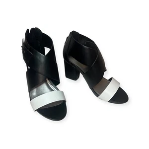 LANE BRYANT SANDALS HEELS BLACK WHITE COLOR BLOCK NEW IN BOX 11W - Picture 1 of 5