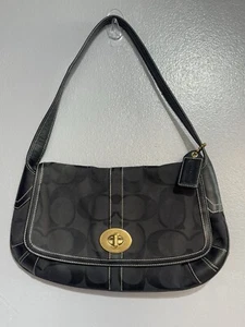 Coach Signature CANVAS & Leather Shoulder Bag Handbag N-G0782-11257 - Picture 1 of 7