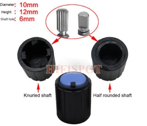 10*12MM PLASTIC POTENTIOMETER KNOB KNURLED / HALF ROUNDED SHAFT - Bild 1 von 1