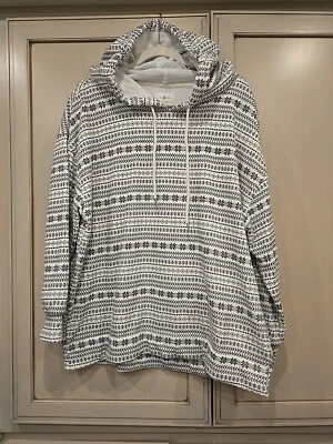 Moletom com capuz Loft Lou e cinza padrão floco de neve preto branco GG cordão - Imagem 1 de 4