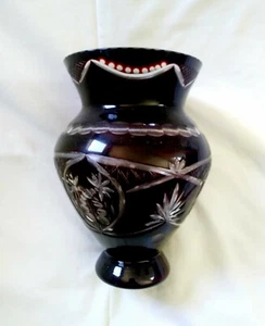 ANTIKE GROSSE RUBINGESCHLIFFENE KRISTALLGLAS BÖHMISCHE/TSCHECHISCHE BALLERINA VASE 10" - Bild 1 von 5