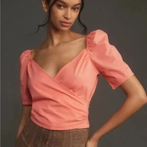 By Anthropologie Damen Puffärmel Wickel Oberteil Pullover feminin XL - Bild 1 von 11