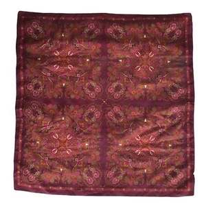 Totes Scarf Polyester Square Made In Italy Paisley Floral Patterned Burgundy - Picture 1 of 5