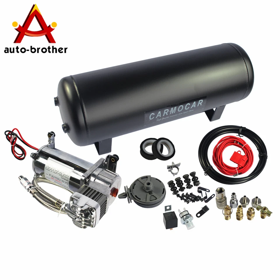 Воздушный компрессор 12 В с баком 2,5 галлона кармокар средняя нагрузка бортовая воздушная система - Изображение 1 из 4