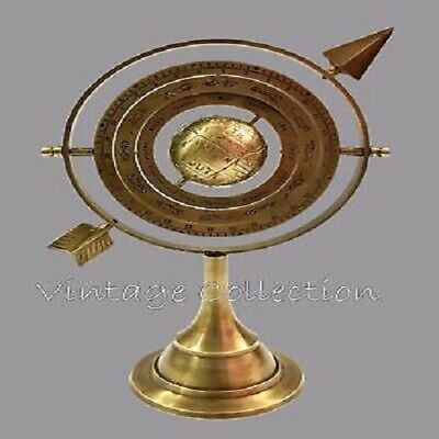 Antique Brass Armillary Sphere Globe With Arrow Vintage Nautical Decor • 66.50$