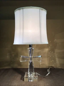  Rare, Unique Vertical Cut Crystal Cross Table Lamp 18.5” Tall - Picture 1 of 7