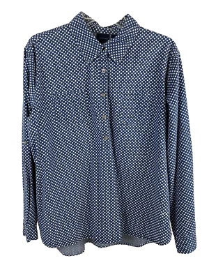 Blusa para mujer Westbound Top azul lunares manga lengüeta enrollable talla XL Foto 1 de 4