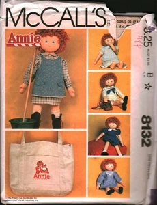 8132 Vintage McCalls SEWING Pattern 1980 Annie Doll Clothes Tote Bag Dress UNCUT - Picture 1 of 2