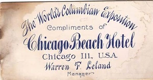 Pubblicità ricordo Leland's Chicago Beach Hotel - 1893 L'esposizione colombiana mondiale - Foto 1 di 5