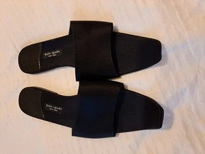 Vtg Kate Spade New York $258 Carnegie Black Silk Slides Size 7 B Excellent Condi - Picture 1 of 9