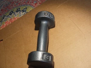 ONE Vintage York 3 lb Cast Iron Dumbbell 6" Roundhead Flat Rest - Picture 1 of 8