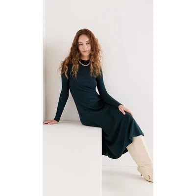 nwt VINCE sz XL Mock Neck Midi dress in azure onyx green - image 1 of 4