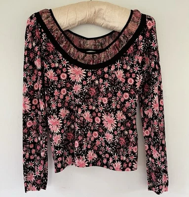 Blusa corta vintage Blumarine terciopelo aterciopelado red floral seda gasa Foto 1 de 4