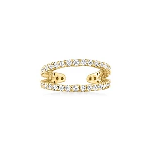 Ross-Simons 0.20 ct. t.w. Diamond 2-Row Single Ear Cuff in 14kt Yellow Gold - Picture 1 of 6