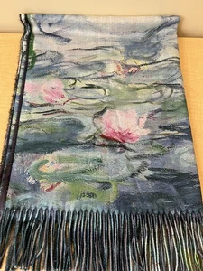 Monet Ponte su uno stagno di gigli sciarpa avvolgente frangia 72 x 27,5" - Foto 1 di 4