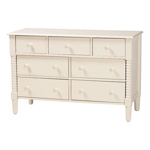 Baxton Studio Braith Farmhouse Ivory Spindle Wood 7-Drawer Dresser - Picture 1 of 10