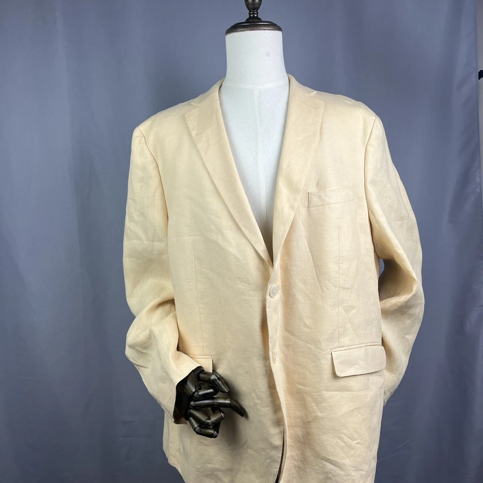 Chaqueta Blazer Abrigo Deportivo Lauren Ralph Lauren Para Hombre 48R Lino Amarillo Foto 1 de 4