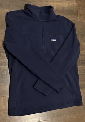 Men's PATAGONIA Micro D 1/4-Zip Fleece Pullover Navy Medium - Image 1 of 4