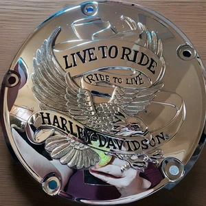 🦅 Harley-Davidson Live to Ride Derby Clutch Cover Iron Eagle Silver Chrome - Bild 1 von 6