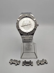 Vintage 90s Marc Echo Gemset Men WR30 Analog Watch Silvertone Stainless Band - Picture 1 of 19
