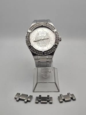 Vintage 90s Marc Echo Gemset Men WR30 Analog Watch Silvertone Stainless Band - image 1 of 4