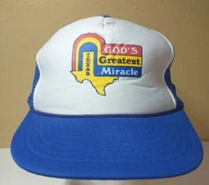 Gorra de camionero TEXAS azul vintage GOD'S GREAT MILAGRO cuerda malla Snapback - Imagen 1 de 13