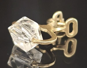 Antique 14K Gold 3D CRYSTAL ICE CUBE BLOCK TONGS CARRIER Charm Pendant - Picture 1 of 4