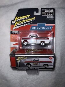 JOHNNY LIGHTNING 1965 Chevy Pickup Truck Crower Cams Red 1:64 Diecast Pro Tin