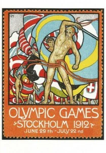 Postal Olle Hjortzberg Juegos Olímpicos Estocolmo 1912 Sin Usar Como Nuevo - Imagen 1 de 1