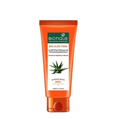Biotique Bio Aloe Vera 30+SPF UVA/UVB Sunscreen Ultra Soothing Body Lotion 50ml. - Image 1 of 4