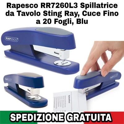Cucitrice A Pinza, Spillatrice da Tavolo Sting Ray, Cuce Fino a 20 Fogli, Blu - Immagine 1 di 4