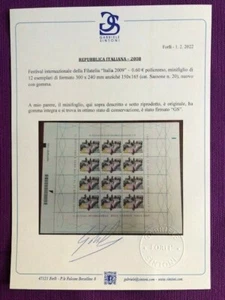 ITALIA 2008 FESTIVAL INTERNAZIONA FILATELIA- VARIETA'  CERTIFICATO  vedi le foto - Imagen 1 de 2