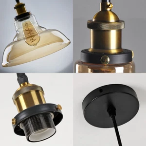 Vintage Glass Ceiling Pendant Retro Gold Industrial Light Shade Chandelier Lamp - Picture 1 of 14