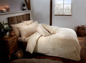 Cream Teddy Fleece Fur Soft Cosy Duvet Quilt Cover Set Inc Pillowcases, Bedding - Picture 1 of 5