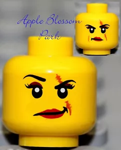 NUEVO LEGO City Mujer MINIFIGURA CABEZA Niña con Cicatriz Roja y Labios - Policía/Pirata/Monstruo - Imagen 1 de 1