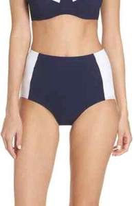 Tory Burch Navy Lipsi High Waist Bikini Bottoms L135757 Size Medium - Picture 1 of 3