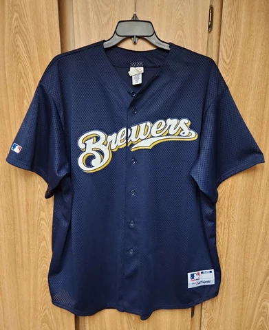 Vintage 90s Majestic Milwaukee Brewers Mesh Baseball Jersey Size XXL  Blank Rare Cover
