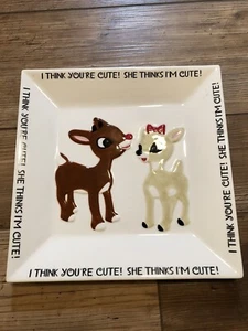 Rudolph the Red Nosed Reindeer by Roman, Inc. Ceramic Cookie Plate Vintage 1992 - Picture 1 of 8