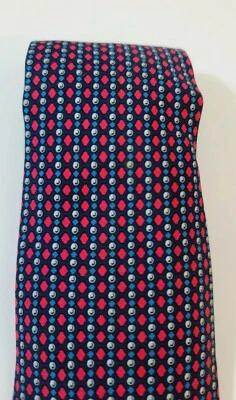 Corbata HERMES TIE Seda Hombre Ovalos Diamantes Geométricos 7494 IA Rojo Azul 57 X 3.5 Foto 1 de 4