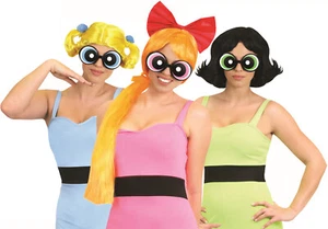LADIES 1990S POWERPUFF GIRLS ACCESSORY SET ADULTS RETRO 90S FANCY DRESS COSTUME - Picture 1 of 4
