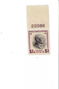 U.S. Stamps Scott #832 - $1 Woodrow Wilson MINT OG selvedge plate # - Picture 1 of 2