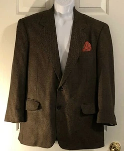 Macy’s CLUB ROOM Herren 42 R hellbraun Fischgrätmuster 2 Knopf Blazer Sport Mantel Jacke - Bild 1 von 10