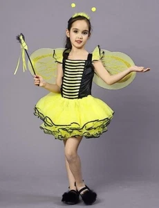 IKALI Bee Costumes for Kids, Girls Bumble Fancy Dress Outfit size 110 age 3-4 - Picture 1 of 2