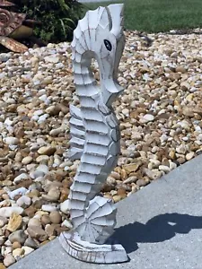 CAVALLUCCIO MARINO 20" LEGNO INTAGLIATO A MANO SCULTURA TROPICALE DECORAZIONE UCCELLINO - Foto 1 di 2